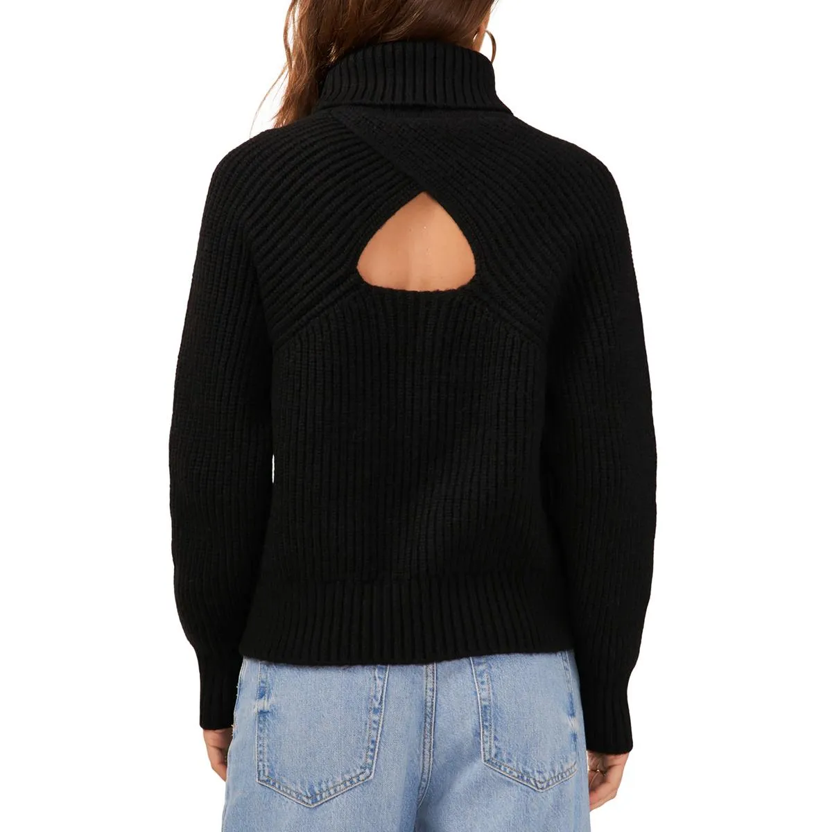 1.State Womens   Cut Out Back Turtleneck Pullover Sweater
