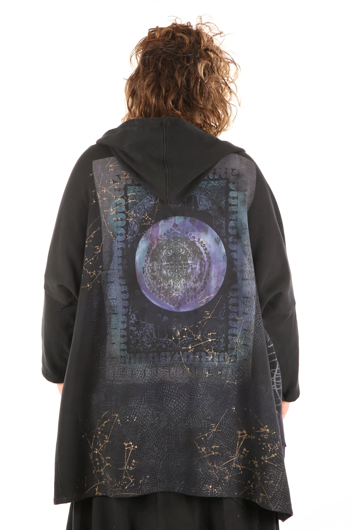5255 HZ Square Zipper Hoodie Black Blue Violet Constellation