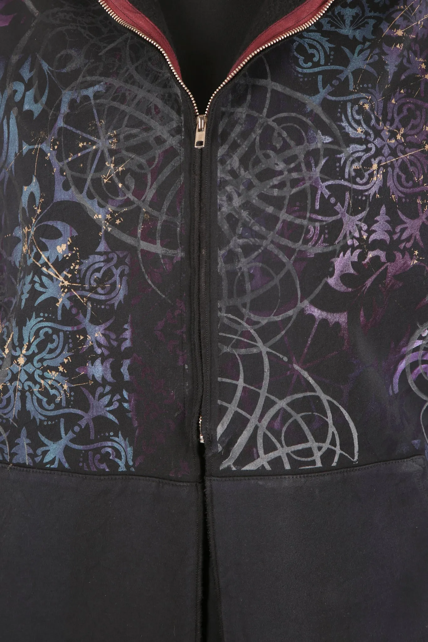 5255 HZ Square Zipper Hoodie Black Blue Violet Constellation