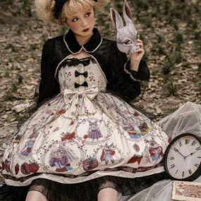 A Bunny's Tale   Dress Set with Optional Cardigan Top Kawaii Academia Y2K Cottagecore Coquette Fairycore Dollette Princesscore