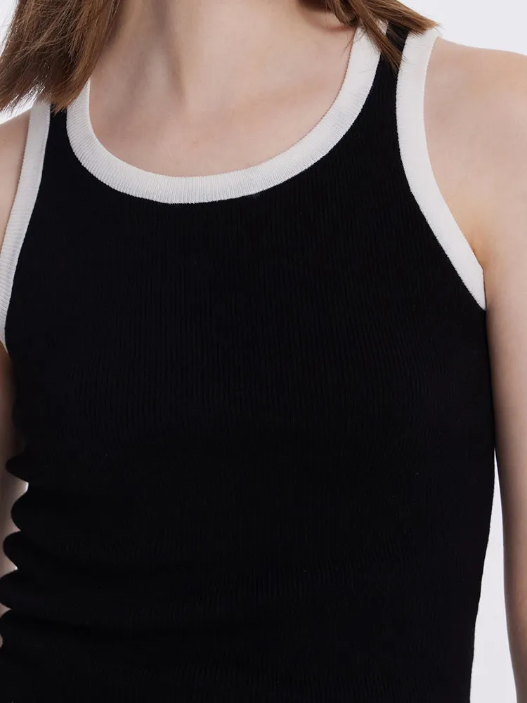 Acetate Cotton Knitted Striped Tank Top