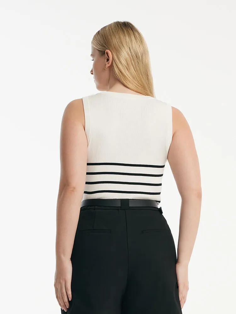 Acetate Cotton Knitted Striped Tank Top