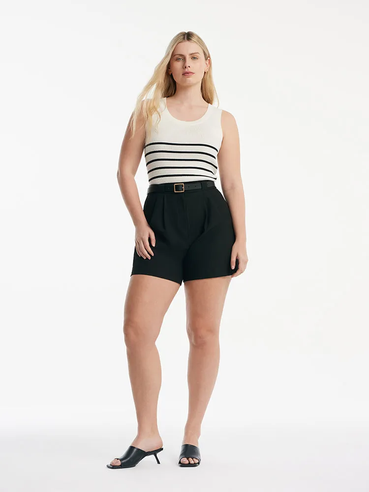 Acetate Cotton Knitted Striped Tank Top