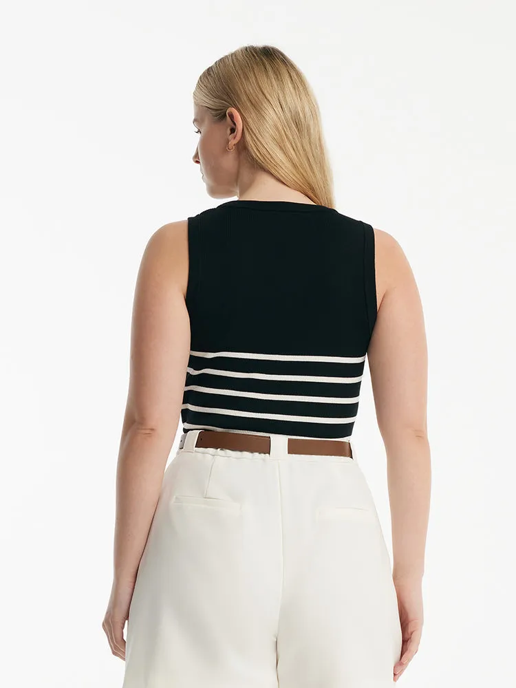Acetate Cotton Knitted Striped Tank Top