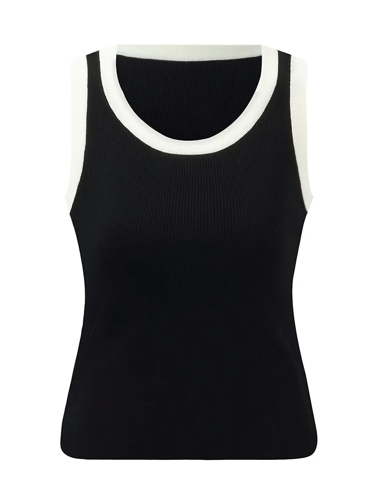 Acetate Cotton Knitted Striped Tank Top