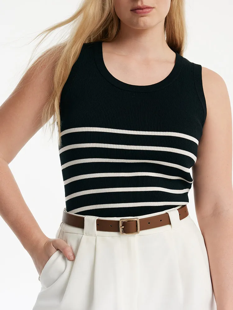 Acetate Cotton Knitted Striped Tank Top