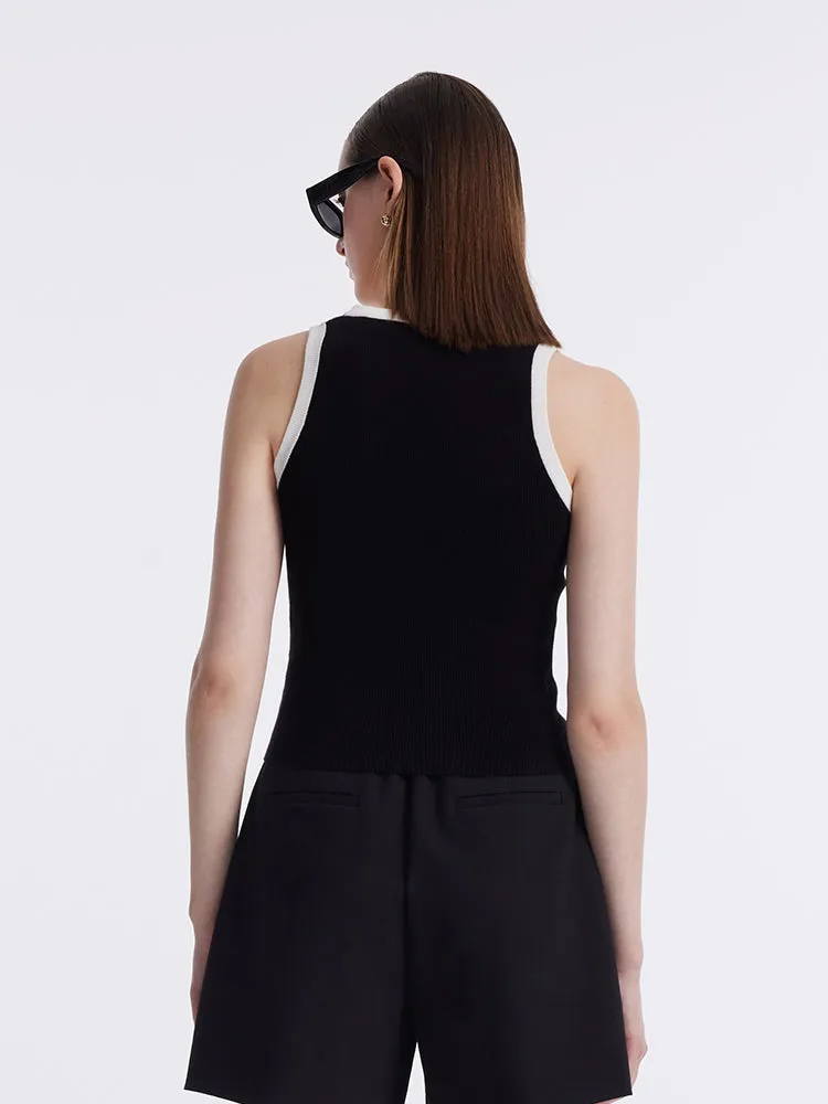 Acetate Cotton Knitted Striped Tank Top