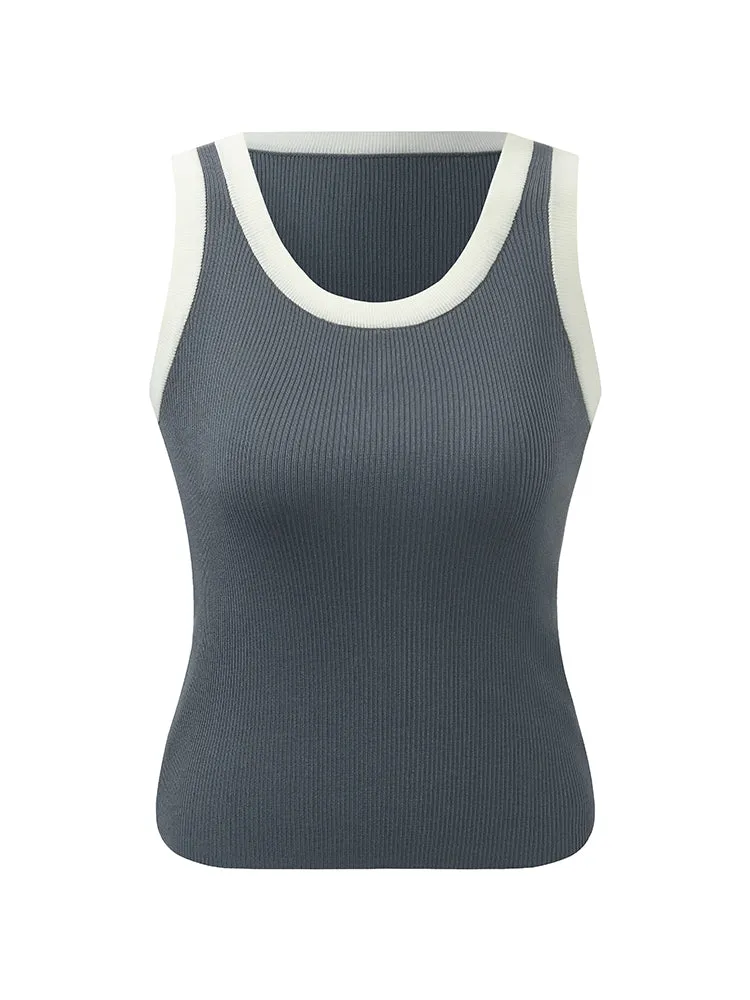 Acetate Cotton Knitted Striped Tank Top