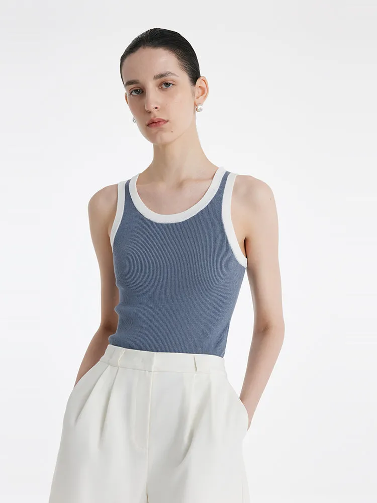 Acetate Cotton Knitted Striped Tank Top