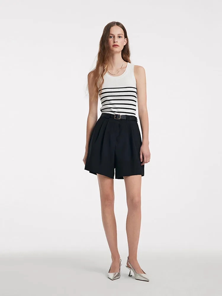Acetate Cotton Knitted Striped Tank Top