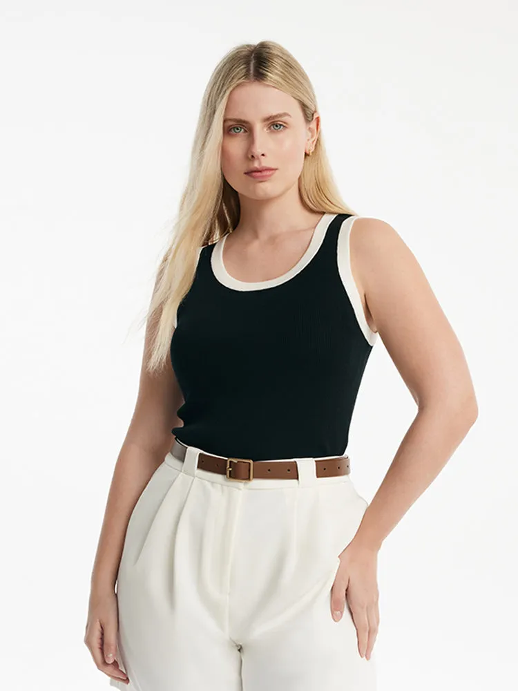 Acetate Cotton Knitted Striped Tank Top