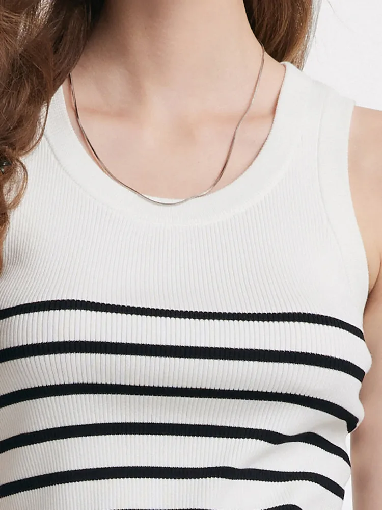 Acetate Cotton Knitted Striped Tank Top