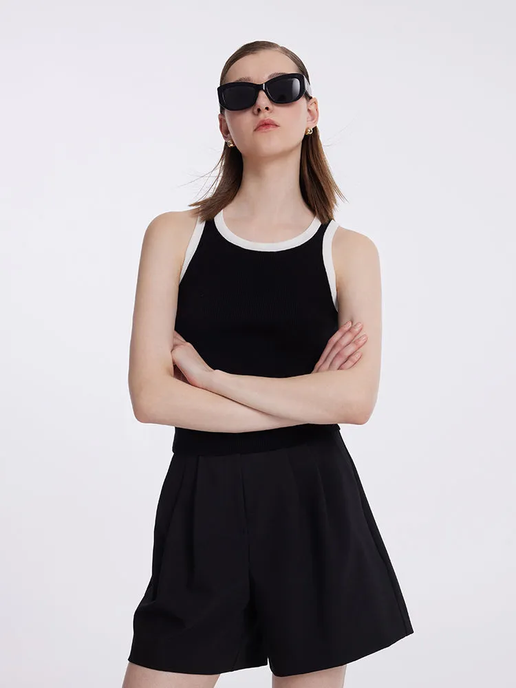 Acetate Cotton Knitted Striped Tank Top