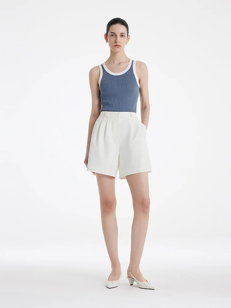 Acetate Cotton Knitted Striped Tank Top