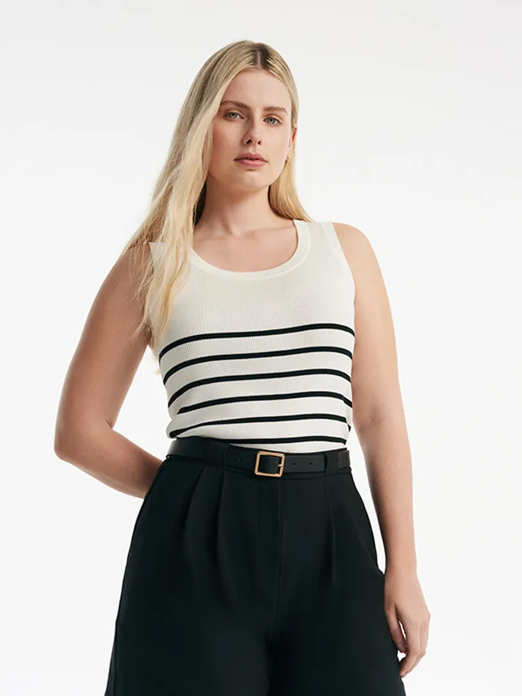 Acetate Cotton Knitted Striped Tank Top