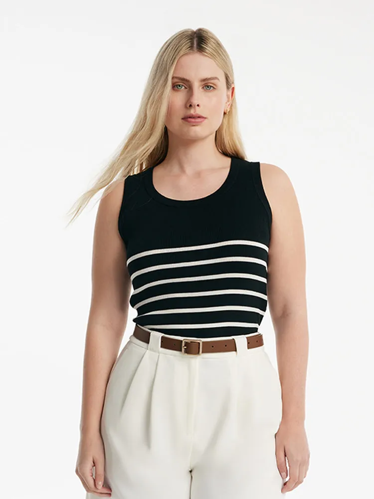 Acetate Cotton Knitted Striped Tank Top