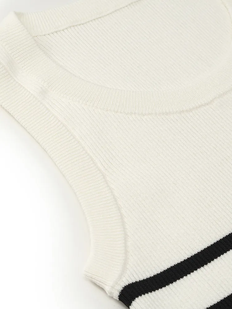 Acetate Cotton Knitted Striped Tank Top