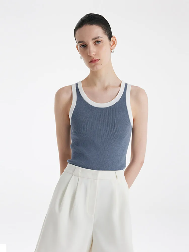 Acetate Cotton Knitted Striped Tank Top