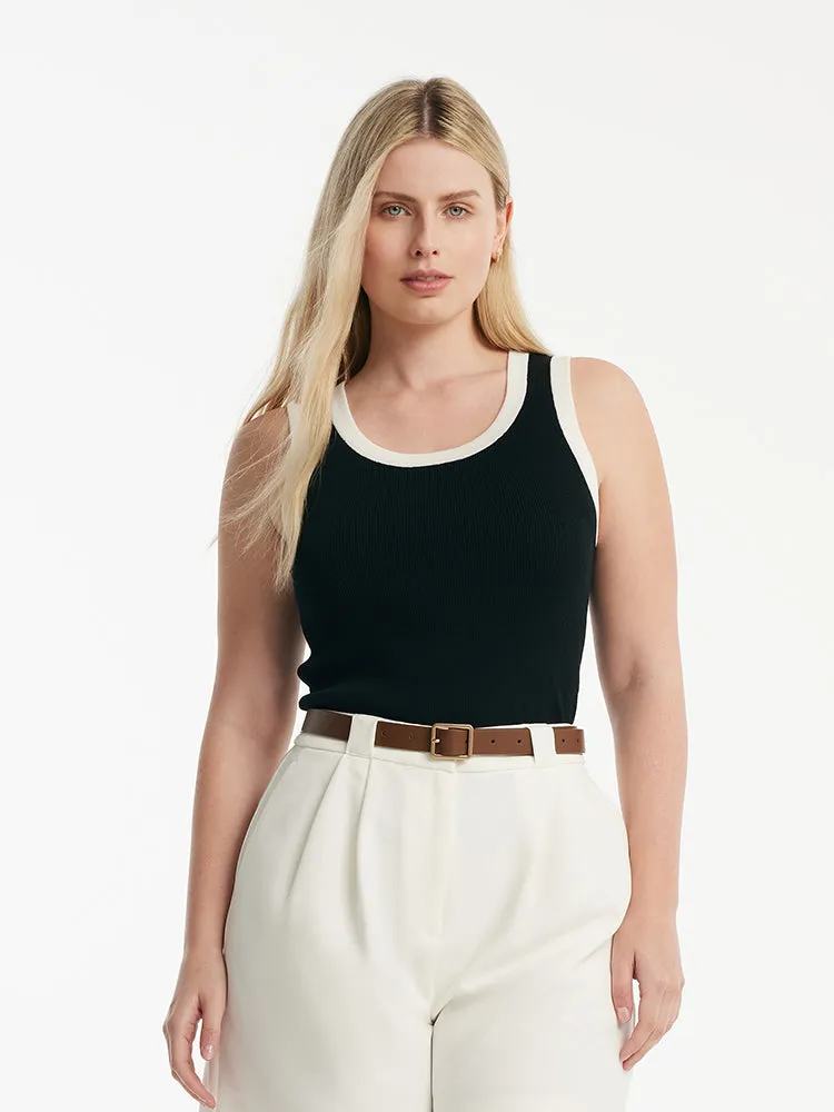 Acetate Cotton Knitted Striped Tank Top