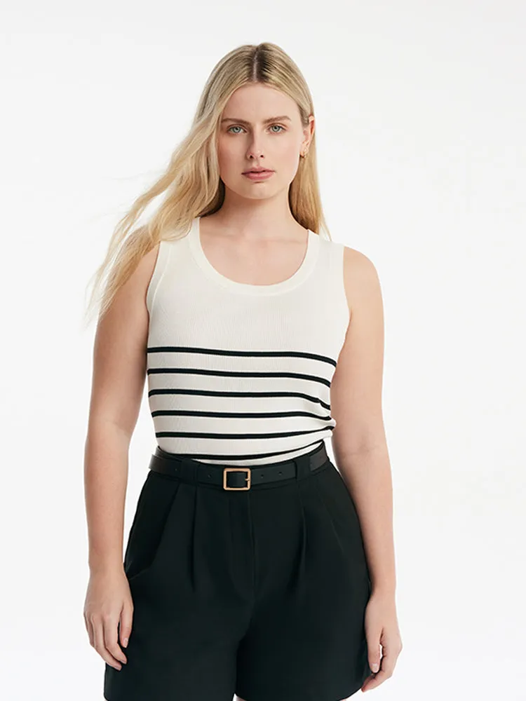 Acetate Cotton Knitted Striped Tank Top