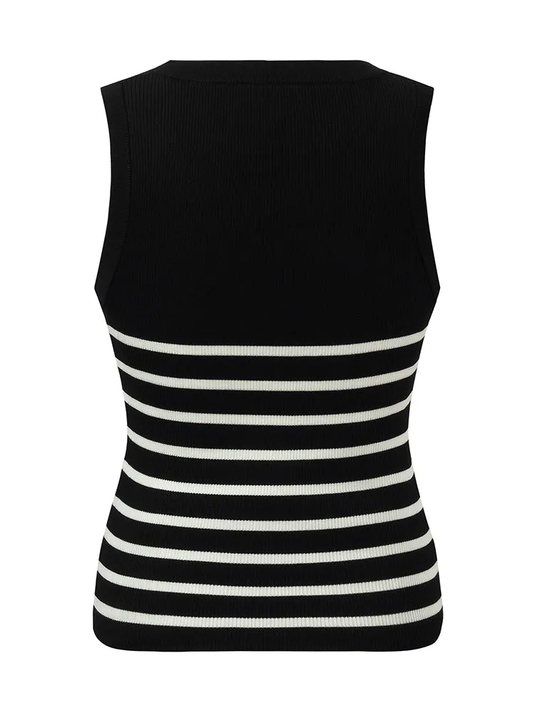 Acetate Cotton Knitted Striped Tank Top