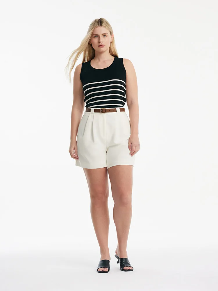 Acetate Cotton Knitted Striped Tank Top