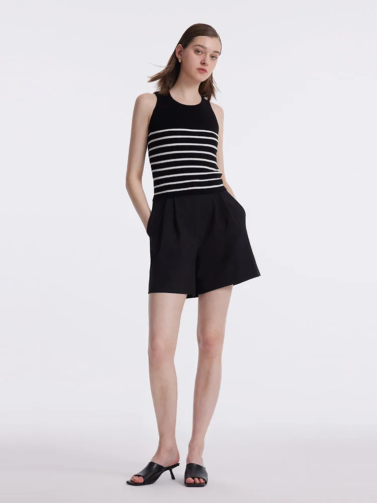 Acetate Cotton Knitted Striped Tank Top