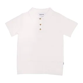 Aiden Knit Polo in Angel White