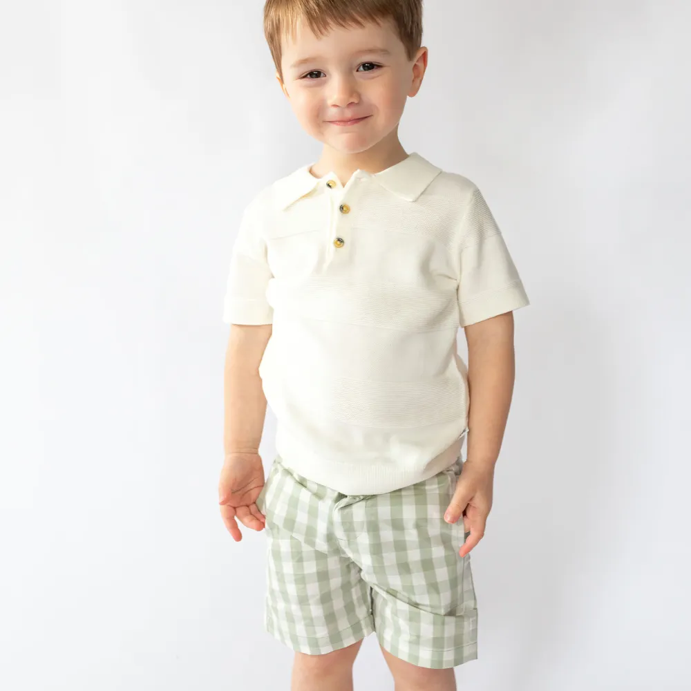 Aiden Knit Polo in Angel White