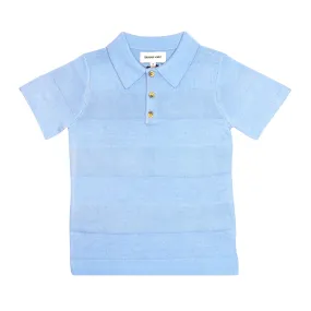 Aiden Knit Polo in Cashmere Blue