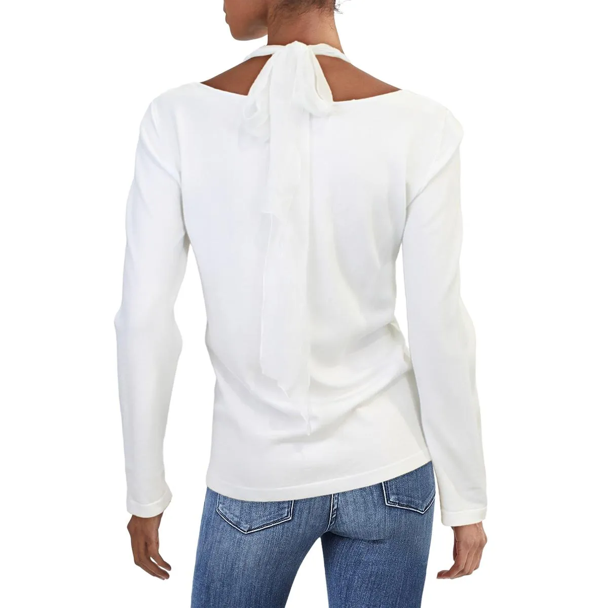 Alberta Ferretti Womens Halter Long Sleeve Pullover Sweater