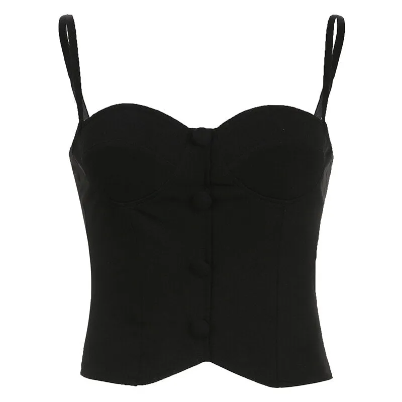 Black Strap Slim Fashion Cropped Top