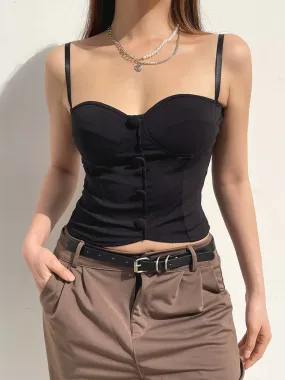 Black Strap Slim Fashion Cropped Top