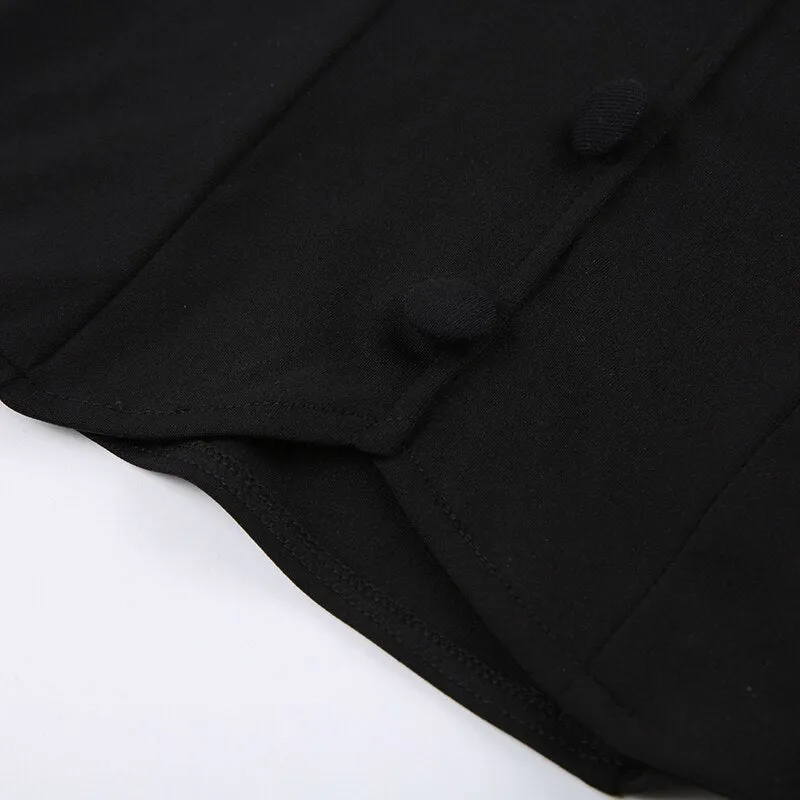 Black Strap Slim Fashion Cropped Top