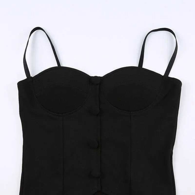 Black Strap Slim Fashion Cropped Top