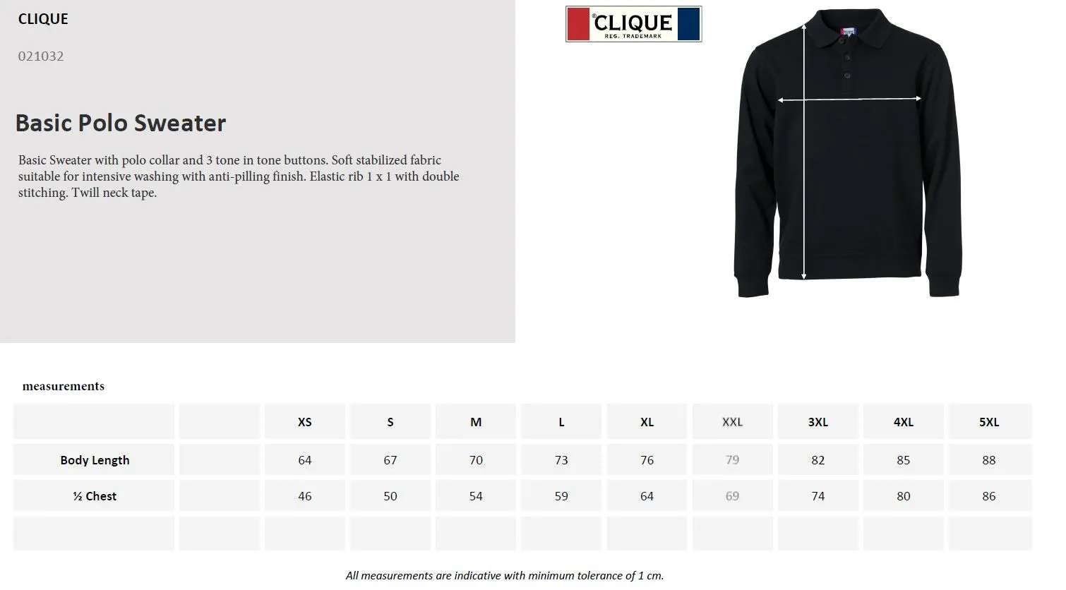 Clique Basic Polo Sweatshirt | Unisex Polo Collar Sweater | Durable | Soft | 4 Colours | XS-3XL