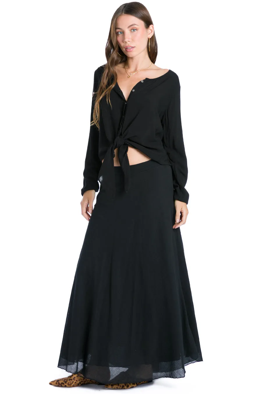Double Layered Sweep Voile Skirt