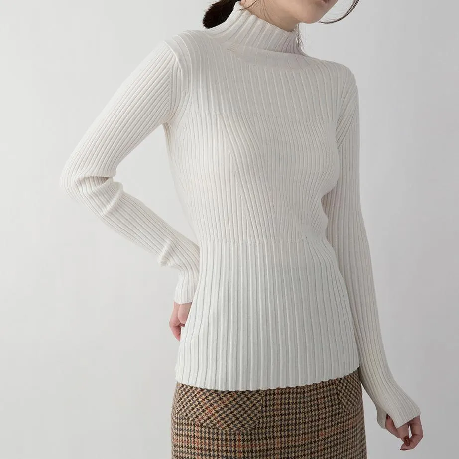Fine white pure wool blended blouse plus size Turtleneck traveling blouse New  clothing sweater