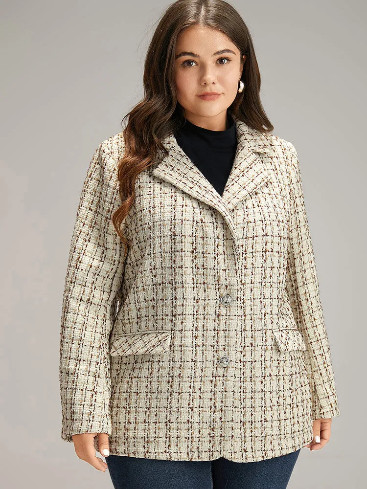 Gingham Suit Collar Flap Pocket Blazer