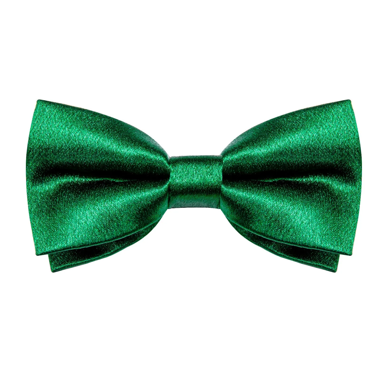 Green Solid Shining Silk Men Vest Necktie Bow Tie Handkerchief Cufflinks Set