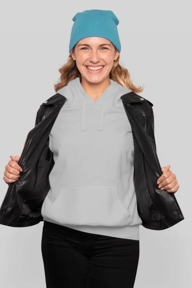 Grey Melange Hoodie for women