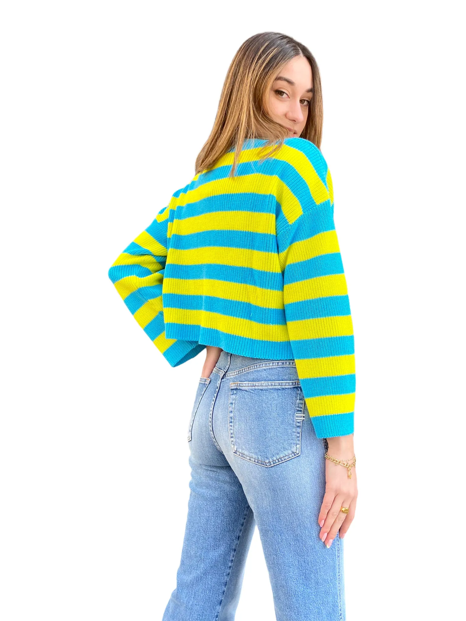 Kontatto turquoise yellow pullover