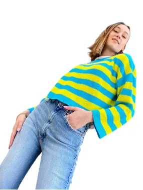 Kontatto turquoise yellow pullover