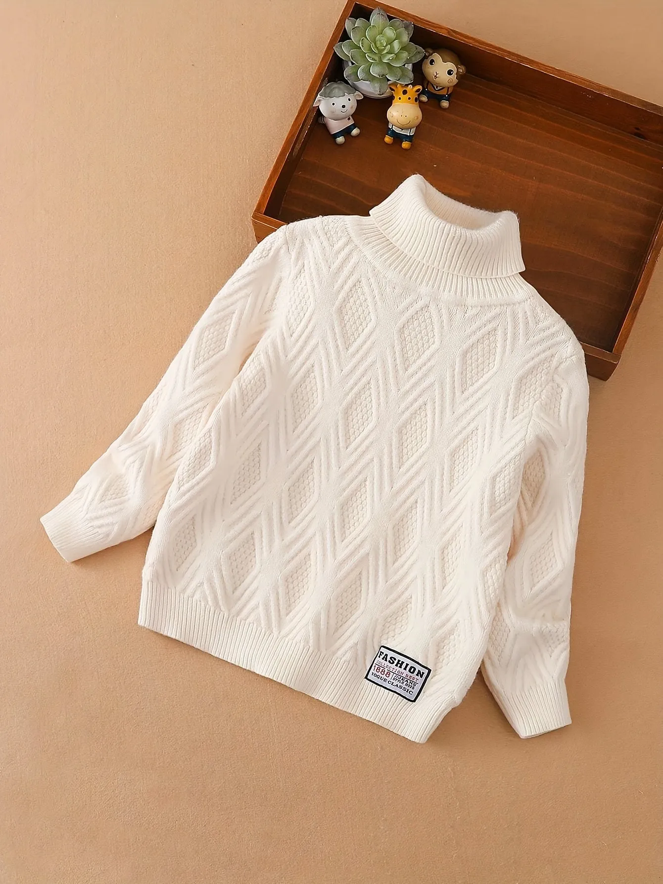 KUYEEBEAR Boys Casual Turtleneck Long Sleeve Knit Pullover Sweater For Fall/Winter