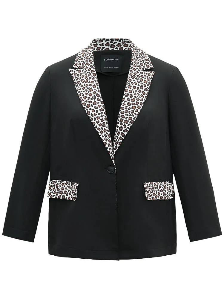 Leopard Patchwork Contrast Blazer