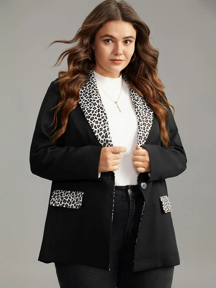 Leopard Patchwork Contrast Blazer
