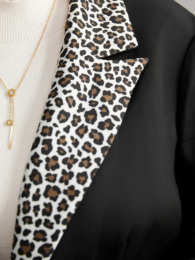 Leopard Patchwork Contrast Blazer