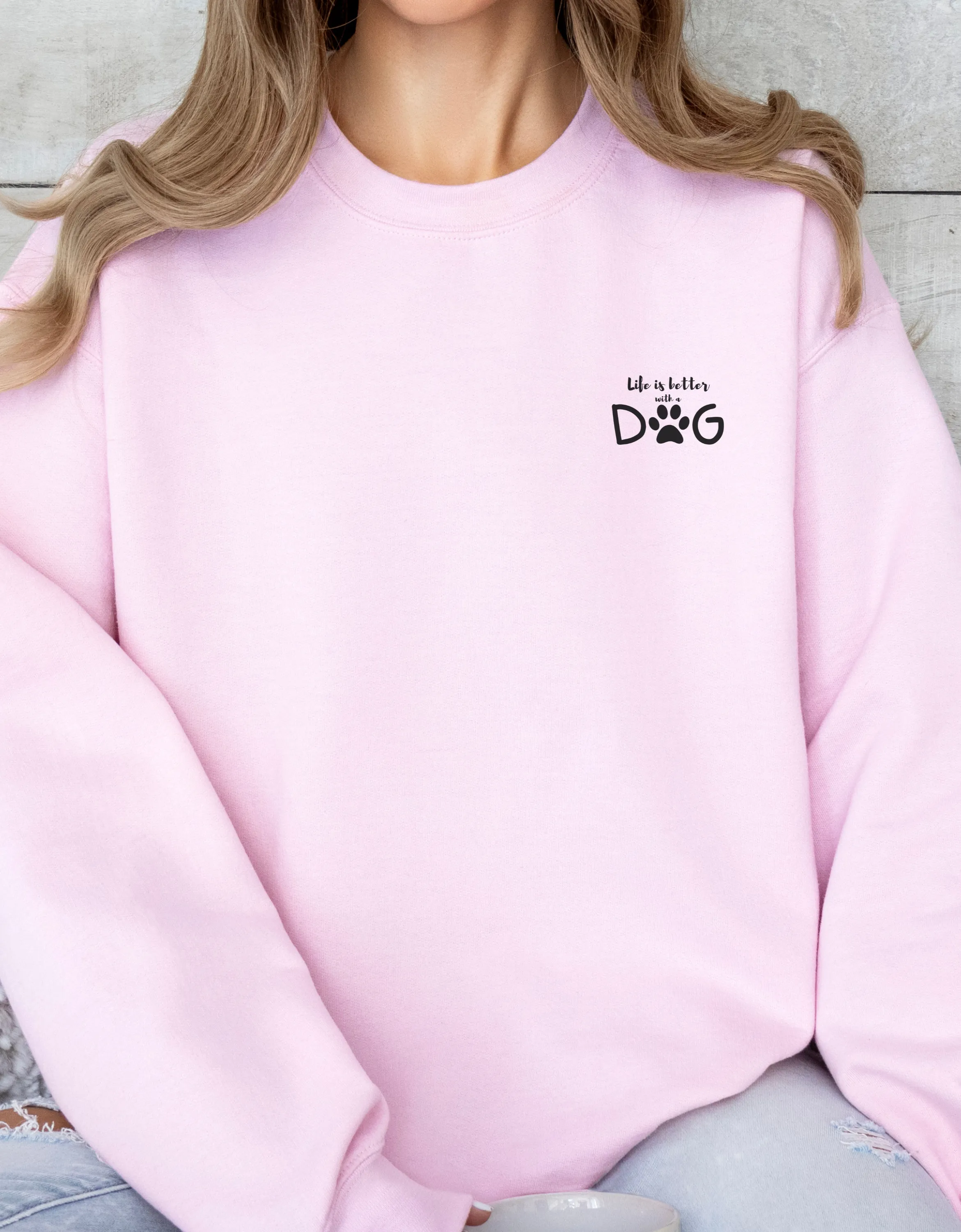 Life is Better with a Dog – Classic Dog Lover Crewneck Sweatshirt for Cozy Comfort