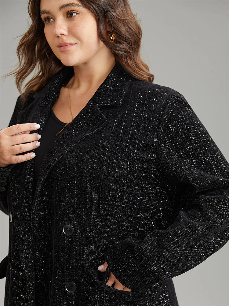 Lurex Double Breasted Patched Pocket Blazer