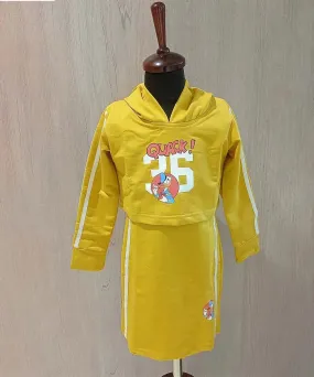 Mustard Yellow Long Sleeves Party Wear Dress